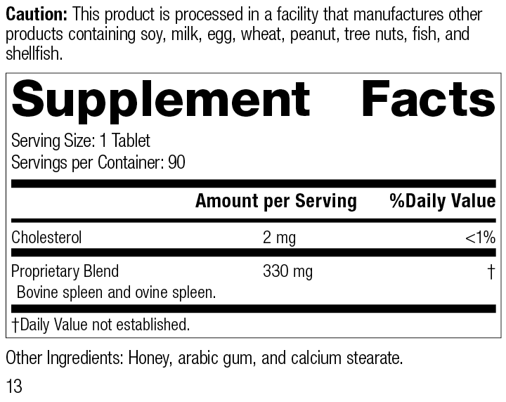 Spleen Desiccated 90 Tablets