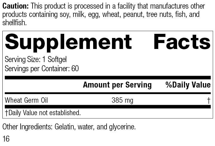 Wheat Germ Oil 60 Softgels