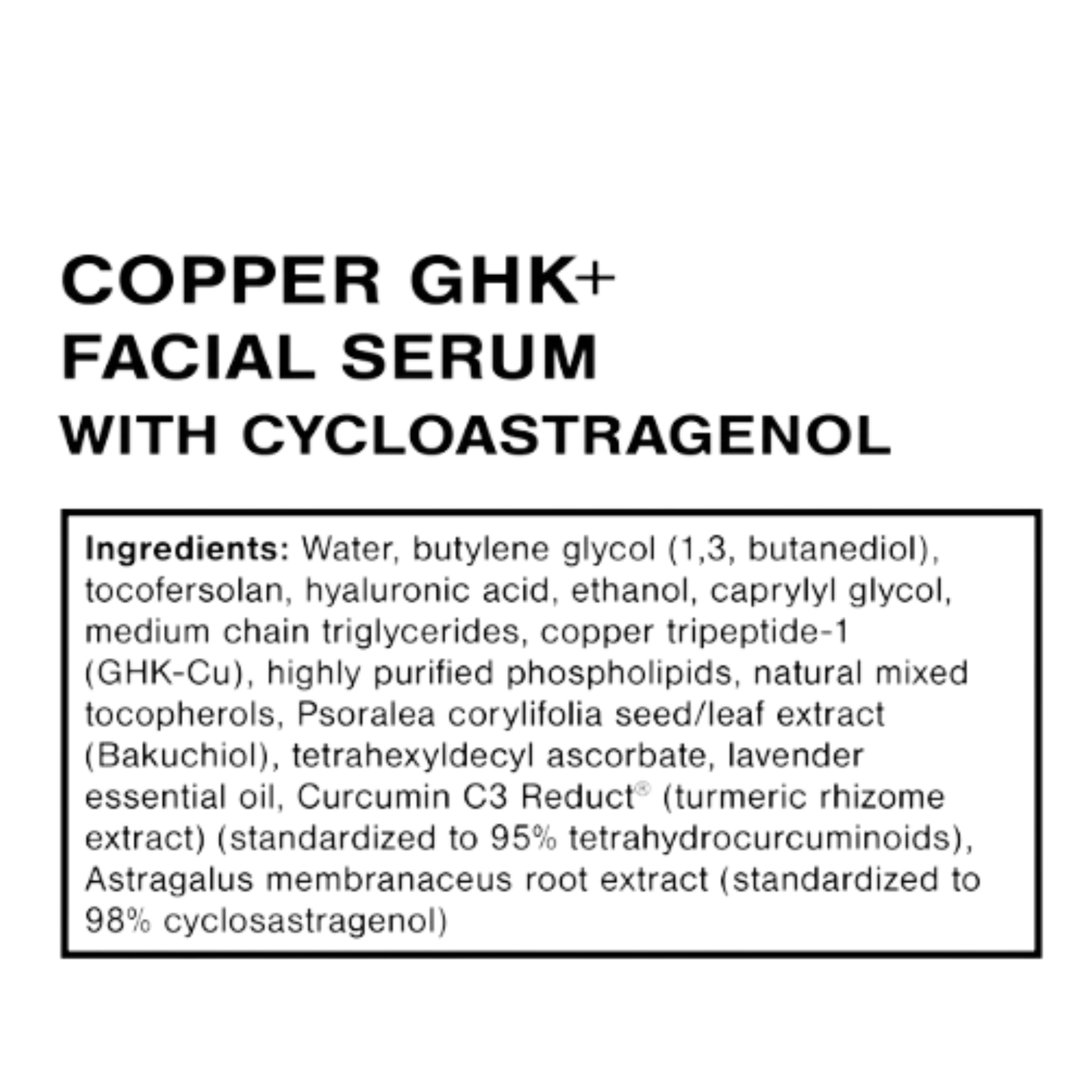Copper GHK+ Facial Serum with Cycloastragenol