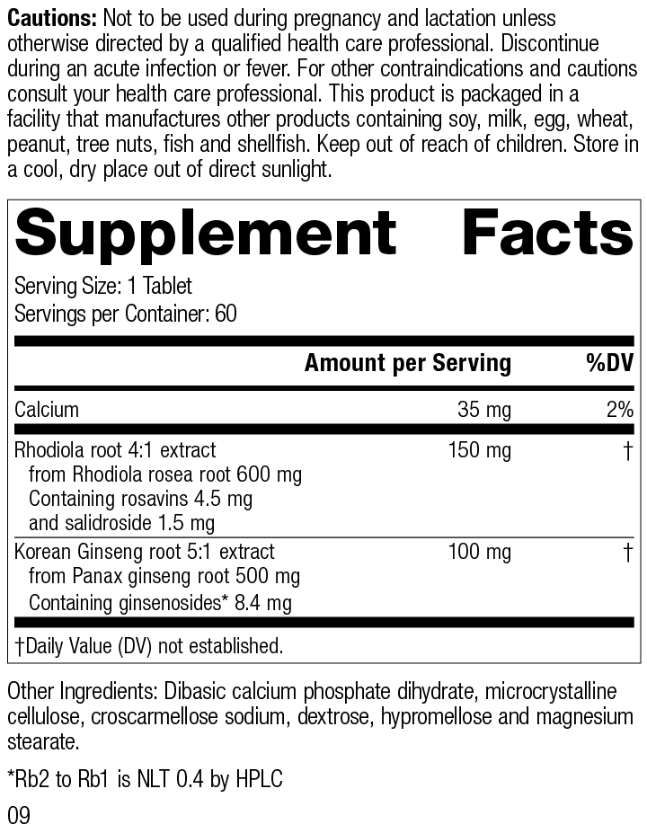 Rhodiola & Ginseng Complex 60 Tablets